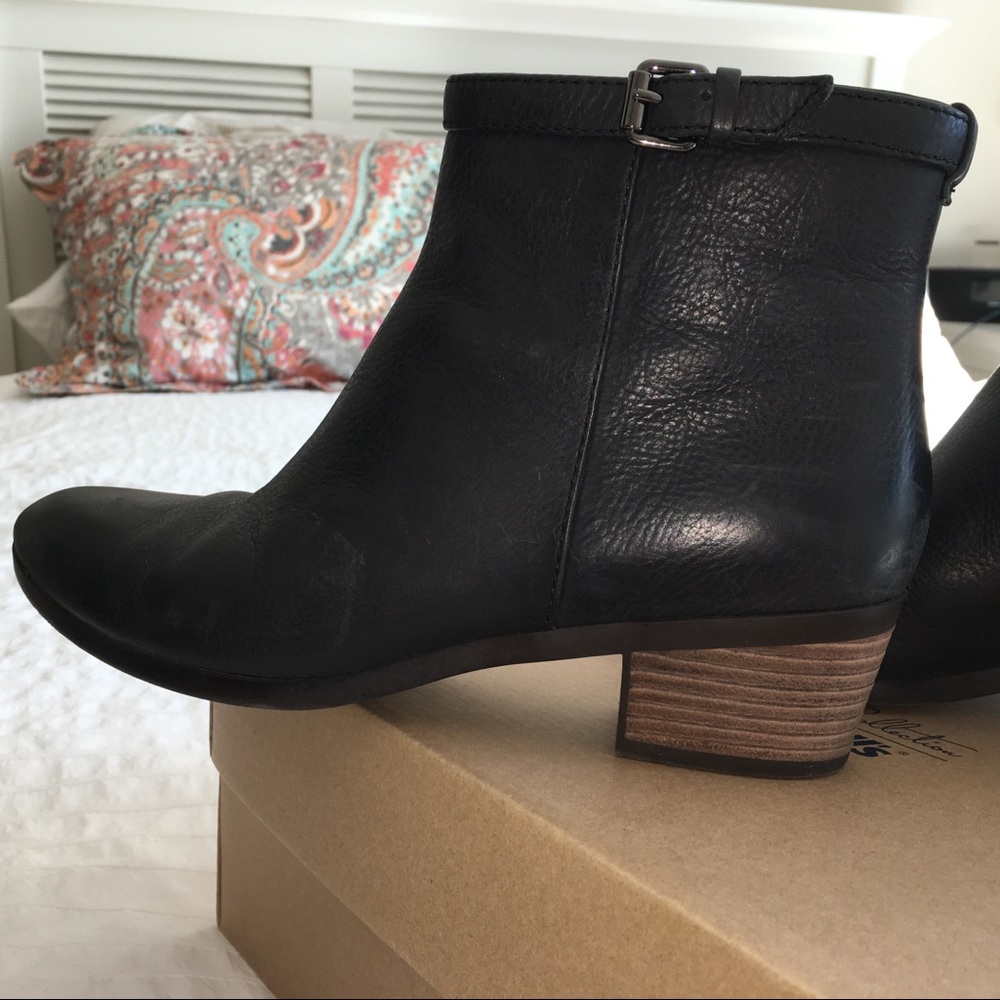 Black leather booties